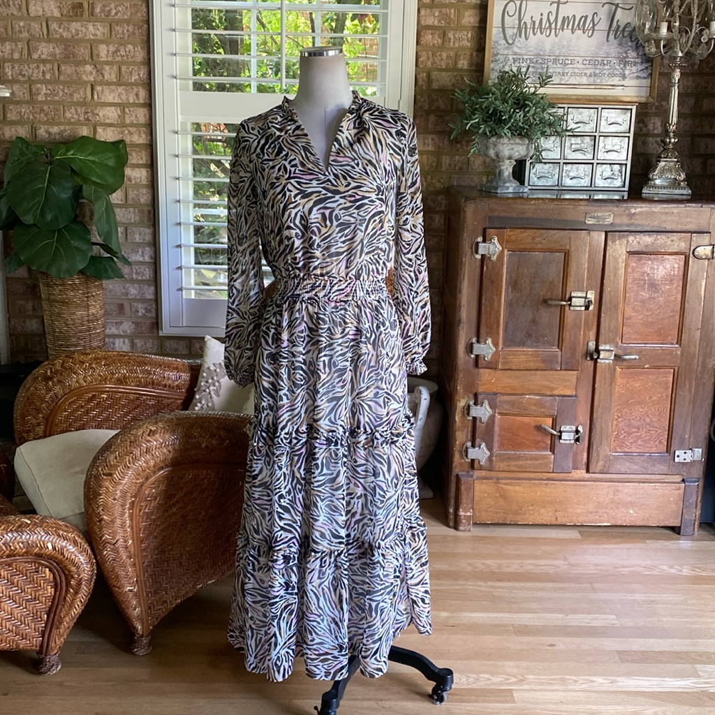 Lilly Pulitzer Ardith Midi Dress In Black - 0 Animal Print Excellent 008329